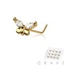12PCS OF CZ PRONG BUTTERFLY 316L SURGICAL STEEL L SHAPE NOSE BOX